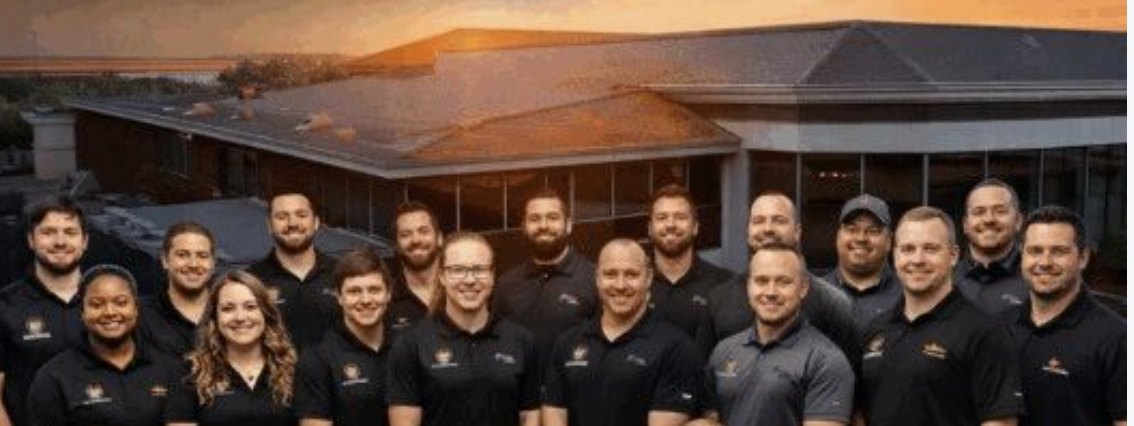 The Roof King & Restoration team outside the Columbus office